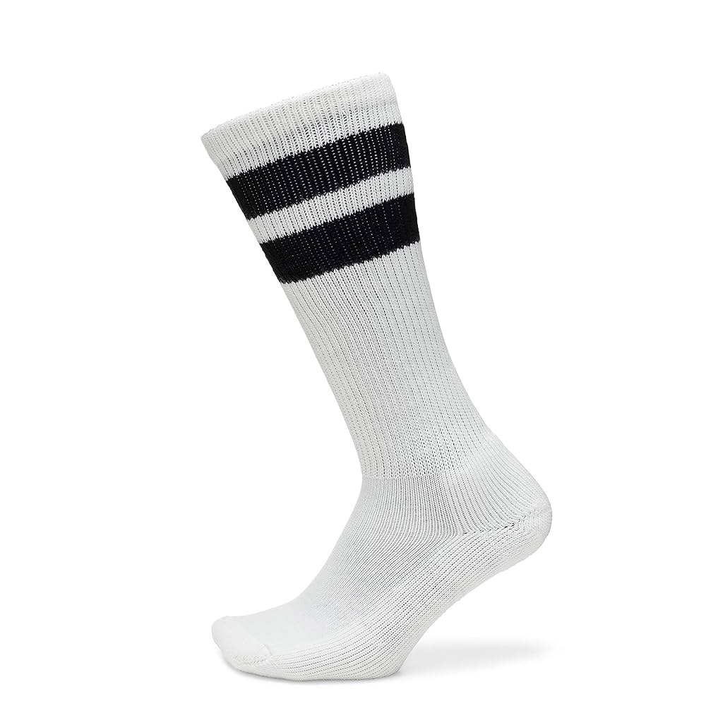 thorlos 남녀공용 성인용 old school over calf 양말 the White/Black Stripes Small