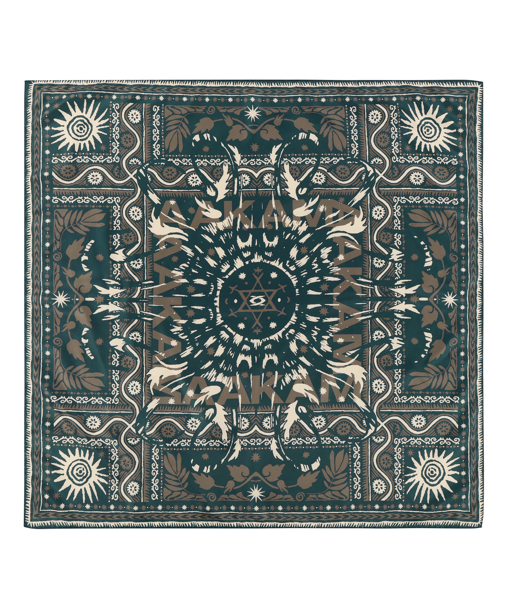 아캄 Western Sun Printed Scarf Blue Green 4232556