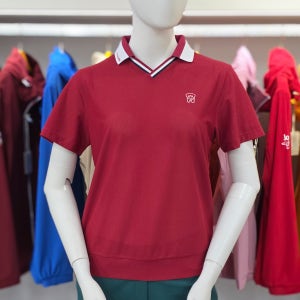 루이까스텔 여성 에리 배색 포인트 브이넥 카라 반팔 티셔츠 7LOTS410R