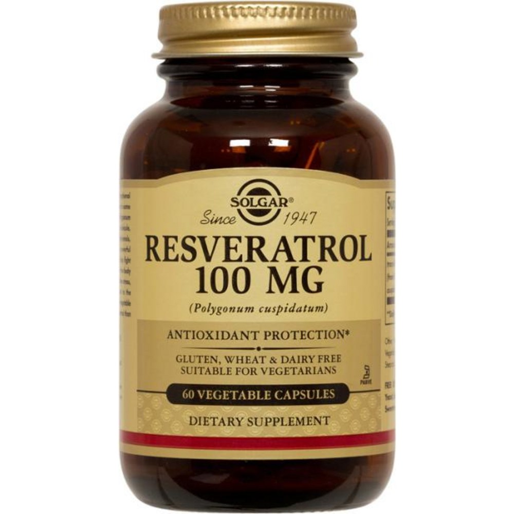 솔가 <b>레스베라트롤 100mg</b> 글루텐 프리 무설탕 베지터블 캡슐 60정 영양제 Solgar