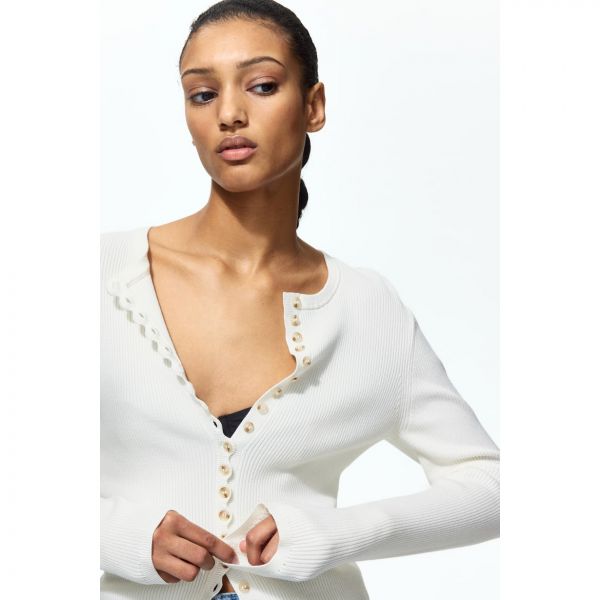 H&M 에이치엔앰 골지 가디건 크림색