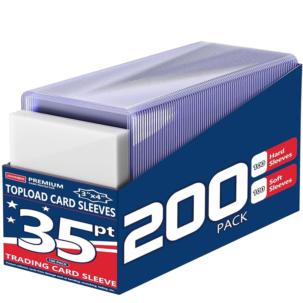 200장의 카드 슬리브 - 카드용 3x4 하드 플라스틱 탑 로더 트레이딩 및 야구 홀더 1 100 Hard Sleeves + 0 So