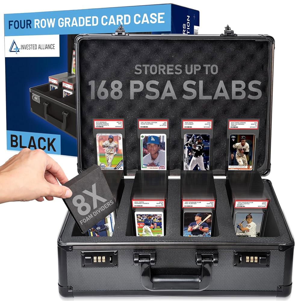프리미엄 4열 PSA 슬랩 케이스 등급 카드용 BGS SGC 등 168개 카드 보관함. Black