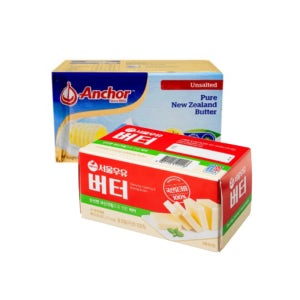 서울우유버터 450g + 앵커 무염버터 454g 세트 홈베이킹 재료 아이스박스 포함