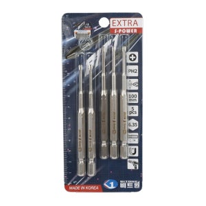 비트원 단면 드라이버 비트세트 PH2X3X100mm 5pcs EXT-230202