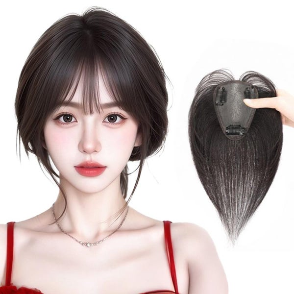 오비안 인모 볼륨 정수리가발 헤어피스 부분 앞머리 시스루 사이드뱅