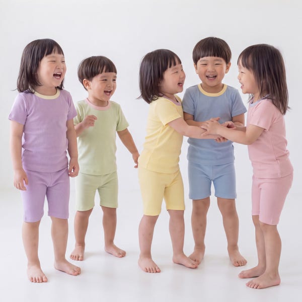 5+1 아기 실내복 여름 모달 5부 유아 주니어 아동 내의 내복 세트