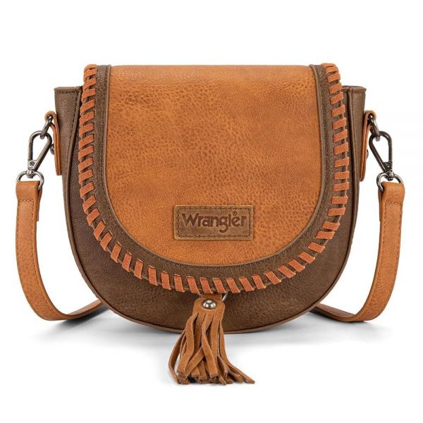 Wrangler Crossbody Bag Flap Saddle Small Satchal Boho Purses for Women Embossed Braid Handbags with