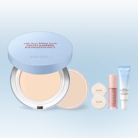 [슈퍼적립]NEW 에이지투웨니스 벨벳 래스팅 파운데이션 팩트 14g 본품+리필 (SPF50+ PA++++)+퍼프2매+미니블러셔(로즈브라운)+선크림10ML