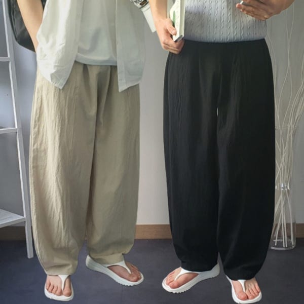 남자린넨바지 벌룬팬츠 남성와이드팬츠 커브드바지