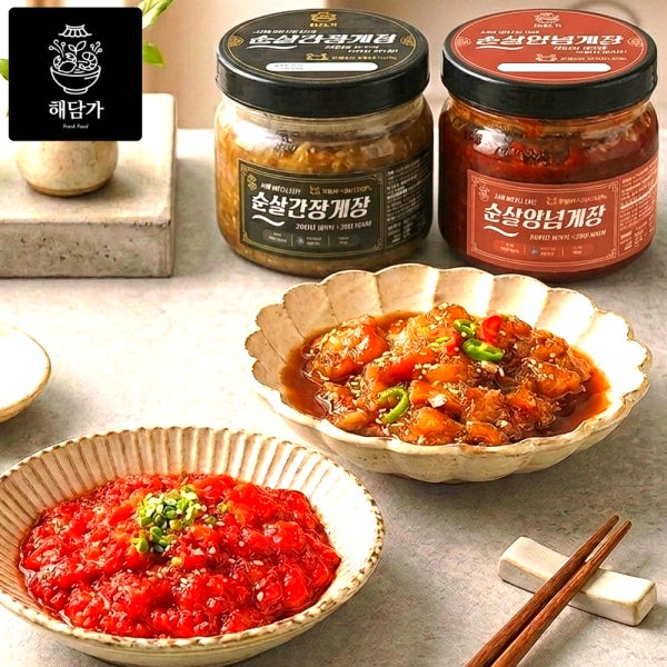 해담가 국내산 순살 간장게장 양념게장 밥도둑 꽃게장 꽃게살 무침 350g