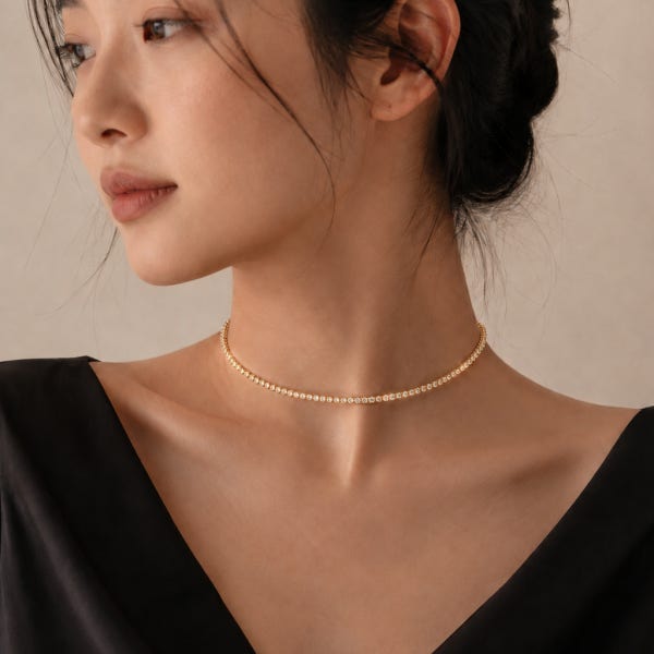 14K 골드도금 초커 지르코니아 2mm 테니스 목걸이 팔찌