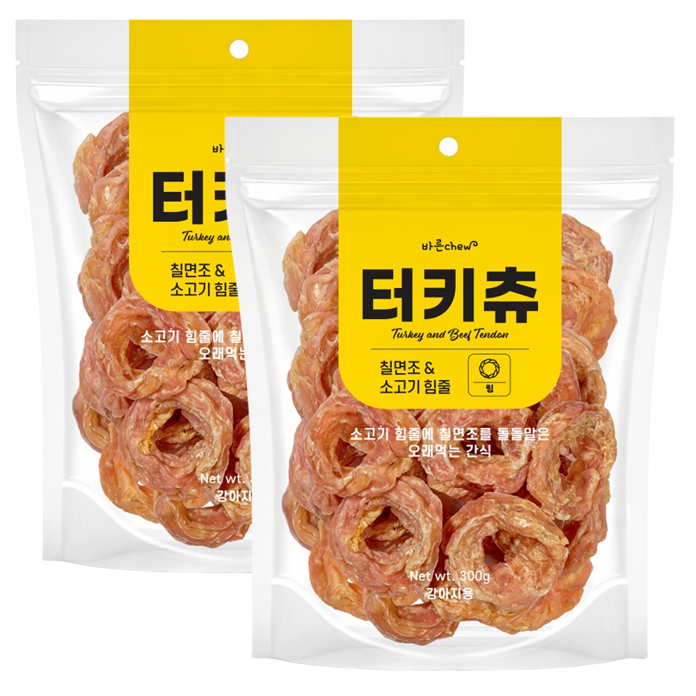 바른츄 수제간식 오래먹는 <b>터키</b>츄 링, 300g, 3개
