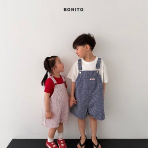 보니토 여름 세로 ST멜빵반바지 베베 유아 키즈 주니어 오버롤 등원룩 데일리코디