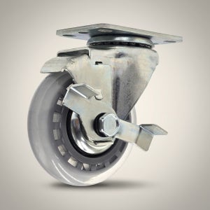 무소음 투명우레탄바퀴 4인치(10cm)105kg 끌차 구르마 대차캐스터 브레이크형