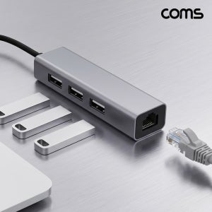 Coms USB 멀티허브 C타입 A타입 RJ45 랜포트 USB 2.0 3포트 BF542