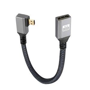 4K Micro HDMI 우향 to HDMI 연장 20CM 젠더 케이블 선