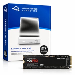 OWC Express 1M2 80G 썬더볼트5 외장 SSD 2TB 삼성 990 프로 2테라