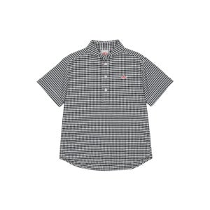 단톤 여성 라운드 칼라 풀오버 셔츠 블랙 화이트 깅엄 DT-B0283-BWG