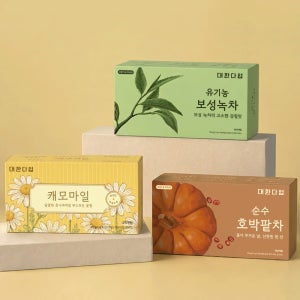 대한다업 베스트 티백 3종 세트 유기농 보성녹차 카모마일 캐모마일 호박팥차