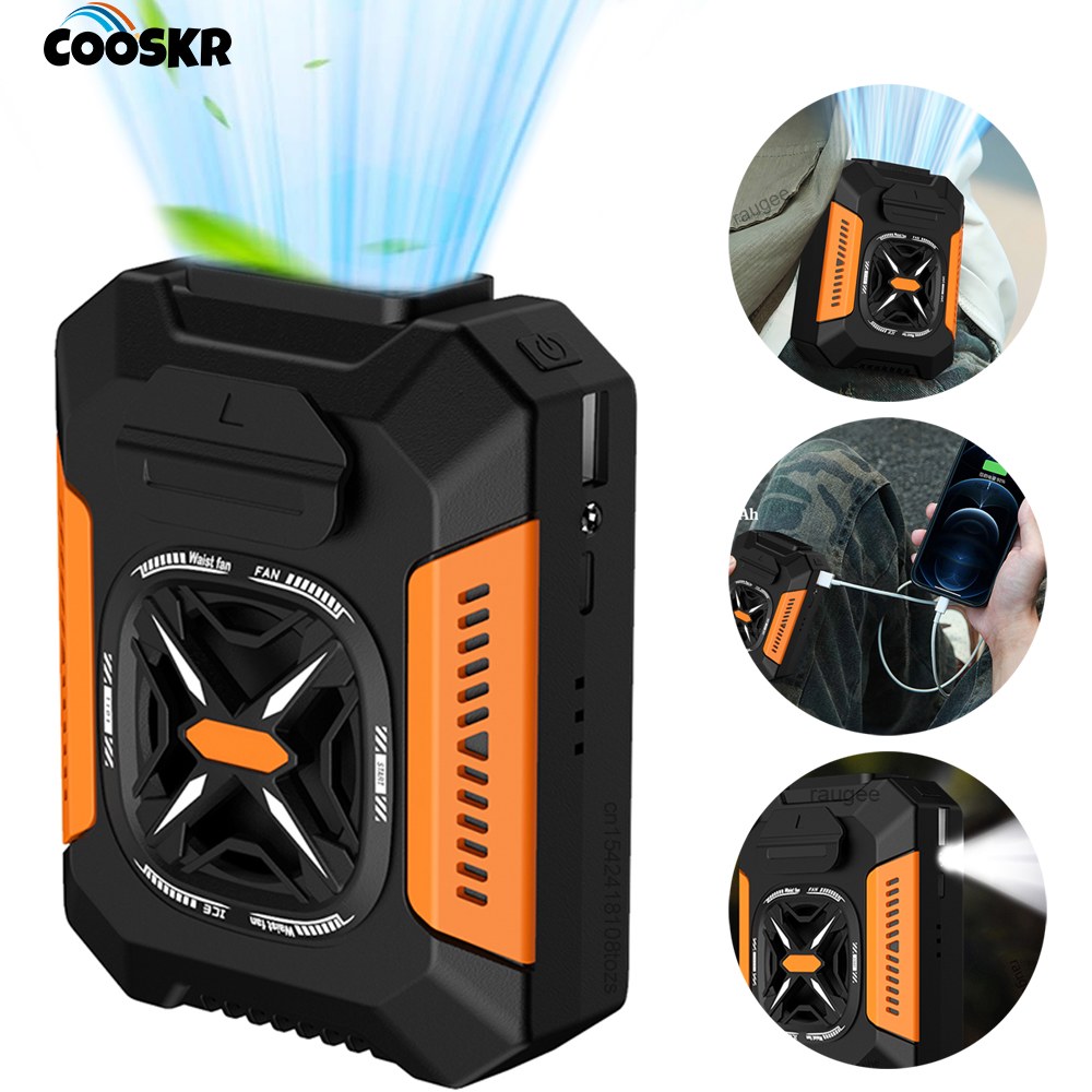 허리 5000MAH 충전식 휴대용 에어컨 스포츠 야외 날개없는 보조배터리 Gr n