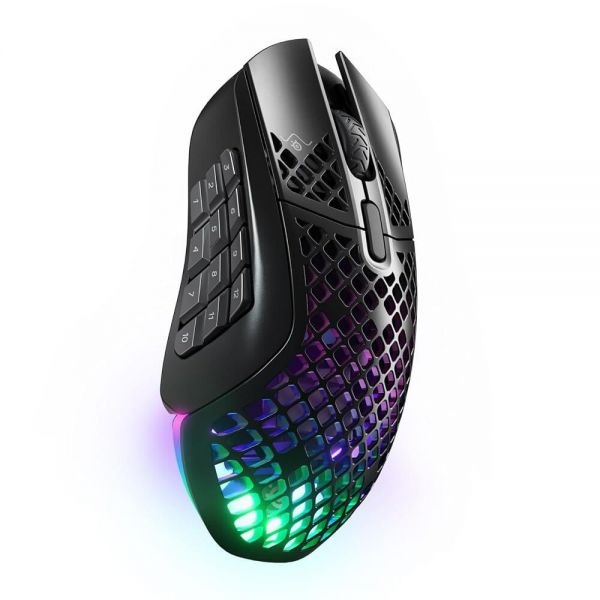 미국출고 평점4.5+ 236090 SteelSeries 에어록스 9 무선 마우스 초경량 게이밍 18000 CPI 트루 무브 에어 광학 센서 방수 180시간 배터리 프로그래밍 가능한