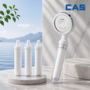 [1년세트] 카스 욕실 필터 샤워기 헤드 녹물 이물질 제거 절수 샤워헤드 (3단계필터)+필터6개