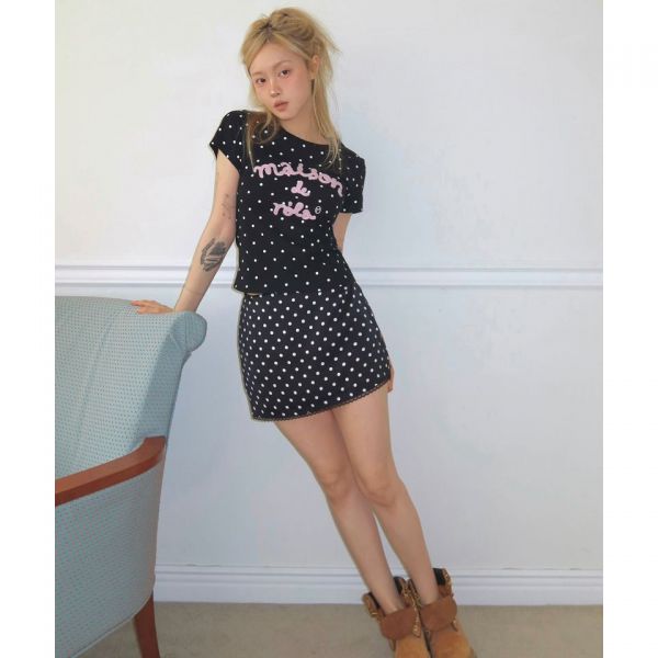 ROLAROLA [가연 PICK]DOT MINI SKIRT BLACK 172257