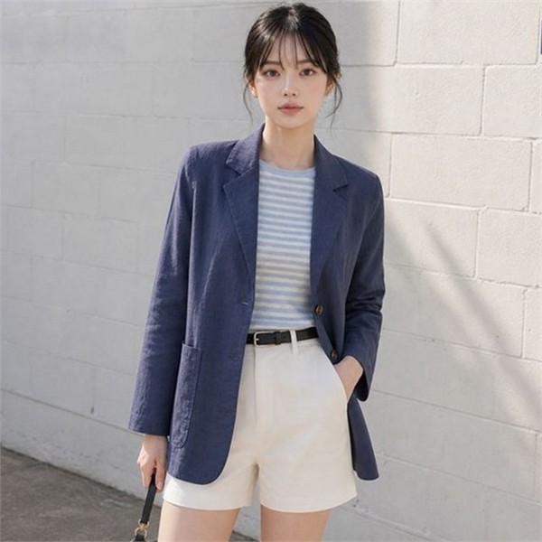 루즈핏 린넨 자켓 데일리 여성 린넨 블레이저 간절기 아우터 봄가을 여름 여자