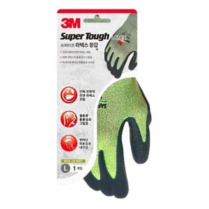 3M 슈퍼터프 라텍스 산업용 장갑 L 올리브 1개입