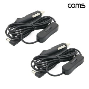Coms DC 전원 12V 시거잭 스위치 케이블 1m 꺾임 DC 5.5x2.1 to 시거잭 2개입 CP402