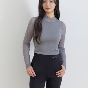 메탈릭 메쉬 긴팔 티셔츠 LFTSQ303_GR