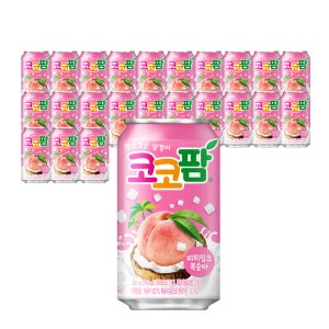 해태 코코팜 피치핑크 복숭아 340ml 24캔 1개, 뚱캔 어린이 간식 코코넛 음료 복숭아 혼합 젤리