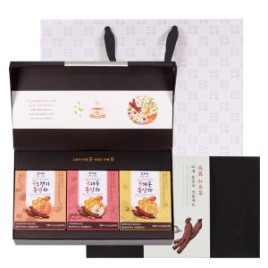 [본사직영] 다예 꿀 블렌딩 홍삼 과일차 전통차 3종 선물세트+쇼핑백 15개입, 1개
