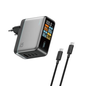 쿡테크 10 Ultra GaN 100W 충전기 스마트 디스플레이 4포트 C타입 고속 충전기