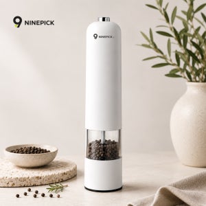 나인픽 원터치 전동그라인더 깨갈이 소금 후추그라인더 굵기조절 가능