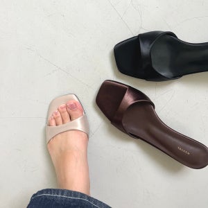 새틴 토오픈 샌들 심플 베이직 뮬힐 여성 샌들 3cm