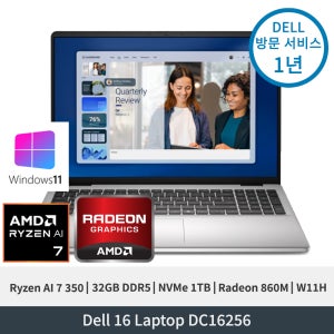 델 Dell 16 DC16256 Ryzen AI 7 350 Radeon 860M 32GB 1TB 2K W11H