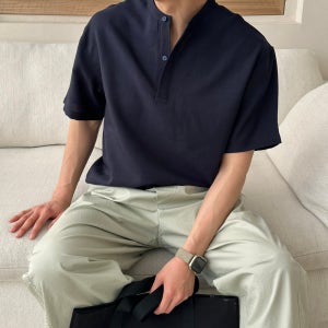 남성 린넨 반팔 셔츠 차이나 카라 여름 실크 남방 구김없는 링클프리 남자 셔츠