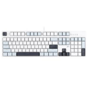 지클릭커 슈퍼히어로 LED 게이밍 기계식 키보드 V104 PBT 키캡 화이트마린, 브이옵틱 레드나이트 스위치