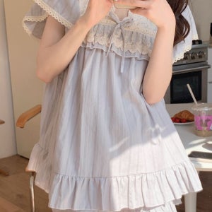 마리 프릴 레이스 카라 공주 여름 잠옷세트