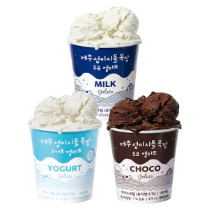 제주 성이시돌 목장 젤라또 파인트 473ml 우유+요거트+초코 / 3개 세트 외 택 1