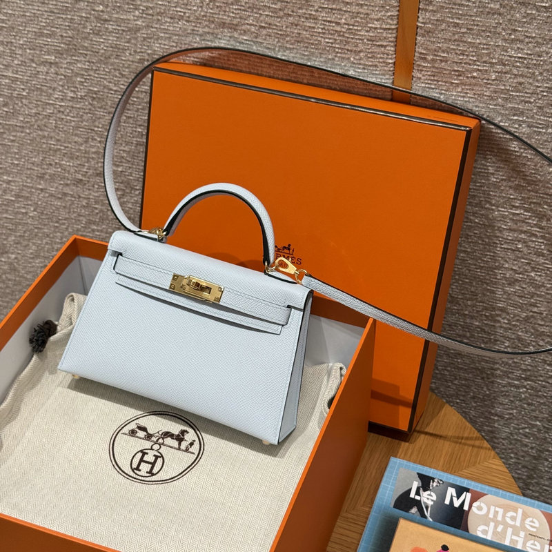에르메스 Mini Kelly II 20 골드 하드웨어 에프송 가죽 T0 블루 브륨 5738202634