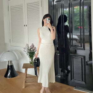 (초초강추) 시에르 소프트 시원한 골지 반폴라 나시 롱원피스 (4col)