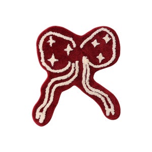 빈티지 레드 리본 포인트 거실 침실 미끄럼방지 러그