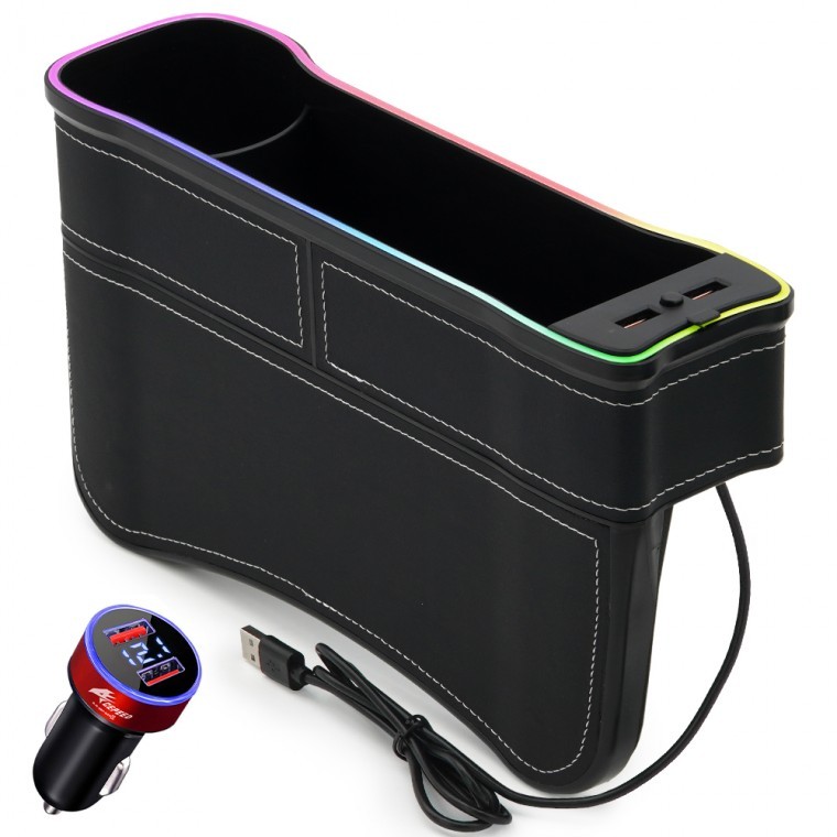 차량용컵홀더 멀티 C80 틈새 USB 충전기 사이드포켓 수납함 QC3.0 보조석+시거잭