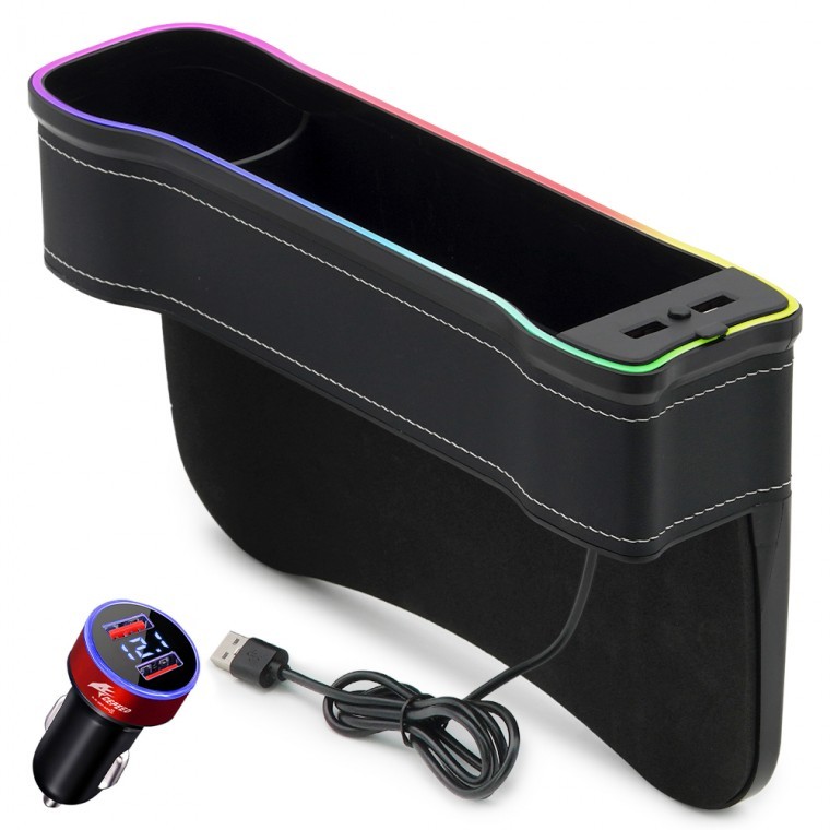 차량용사이드포켓 C80 충전기 컵홀더 멀티 QC3.0 수납함 USB 틈새 운전석+시거잭