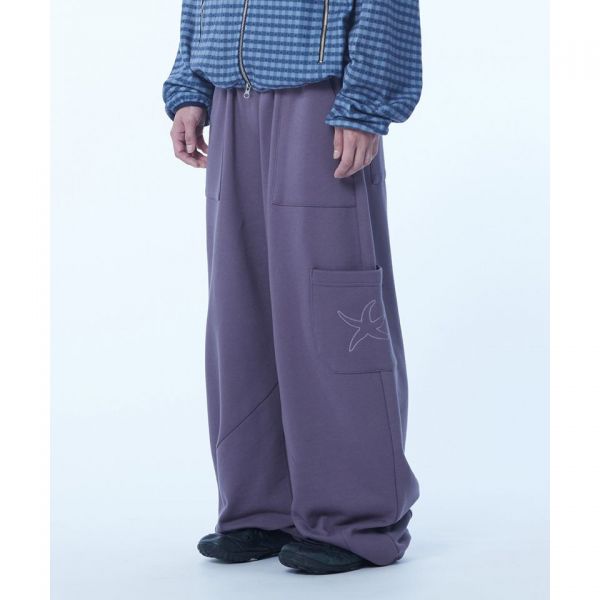 THE COLDEST MOMENT TCM cargo logo sweat pants purple