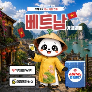 베트남eSIM 이심 5G 나트랑 다낭 푸꾸옥호치민 비나폰 로밍판다 1일, 완전 무제한