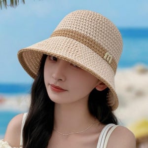 여성 라탄 버킷햇 메쉬 벙거지 와이드챙 7cm 여름 휴양지 데일리 선캡 5컬러